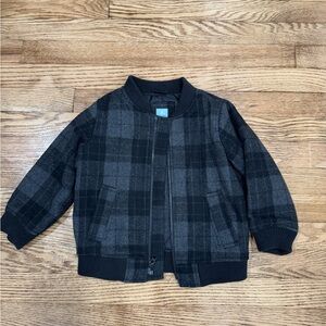 GAP Kids Plaid Wool Bomber Style Jacket in Black and Gray